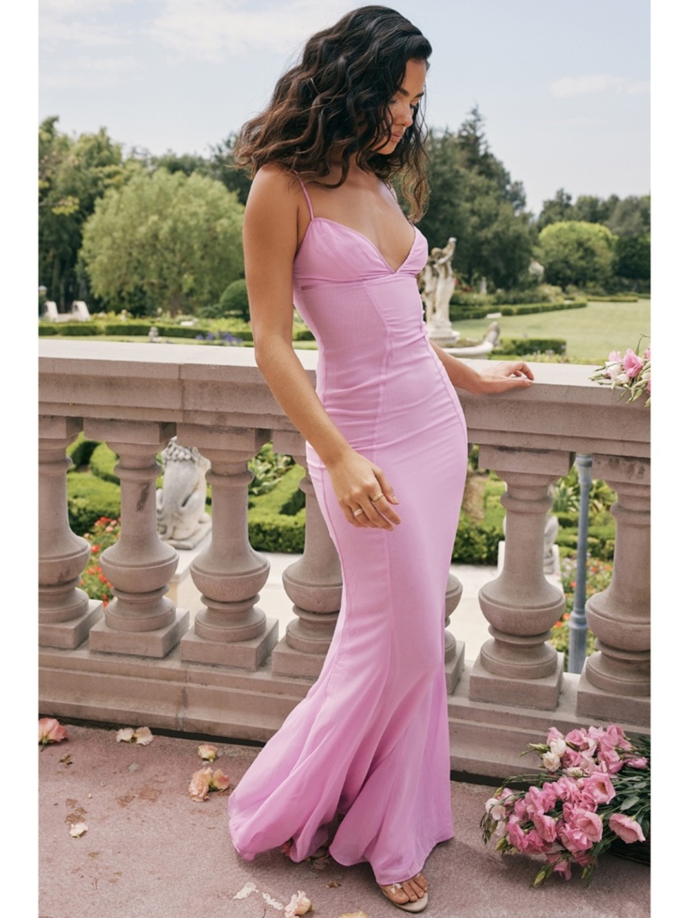 NEW House of CB Loren Pink Maxi Dress Large with Plus Cup